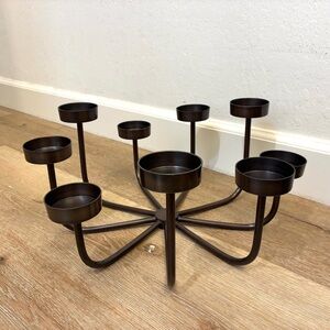 Pottery Barn Bronze Candle Holder Candelabra Round Centerpiece Retired Versatile